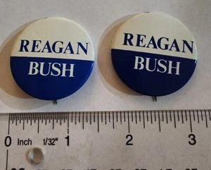 Lot of 2 US Presidential Campaign  Reagan  Bush Political Pins  - Picture 1 of 2