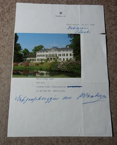 Adelsbrief Dankschreiben der Erbgroßherzogin von Oldenburg Rastede 1988 signiert - Bild 1 von 2