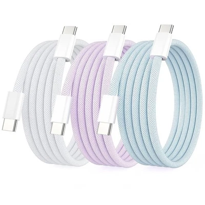 3x USB-C Schnell Ladekabel Daten 60W Samsung Galaxy Xiaomi iPhone 15 16 17 Set - Bild 1 von 4