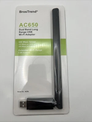 BrosTrend AC650 Dual Band Long Range USB Wi-fi Adapter AC5L  433 Mbps On 5GHz - Image 1 of 4