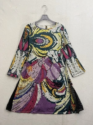 Vestido para mujer JEAN PIERRE KLIFA grande estampado de vitrales multicolor abstracto Foto 1 de 4