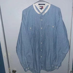 Camisa Tommy Jeans Para Hombres XL Cambray Denim Botón Manga Larga Bolsillo Informal con - Imagen 1 de 10