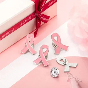 2pc Pin Breast Cancer Awareness Pink Ribbon Brooch Raise awareness for Women 2p - Picture 1 of 4