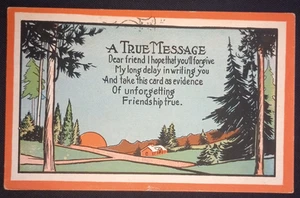 Antique Embossed Postcard A True Message Greeting Friendship Postmarked 1919 RFD - Picture 1 of 2