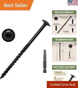 Confezione 50 Viti Lag Rivestite Nere - Fissaggi per Legno e Legno Resistenti da 4 Pollici - Foto 1 di 10