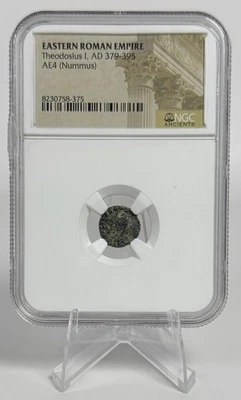 Eastern Roman Empire Theodosius I AD 379-395 AE4 Nummus NGC Ancients 2 - Image 1 of 4