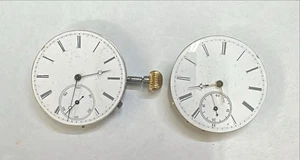 Pair of Antique Swiss Bridge Pocket Watch Parts Movements w/dials out of Estate! - Picture 1 of 2