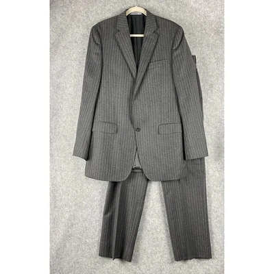 Lauren Ralph Lauren Wool Cashmere 2 Piece Suit Blazer Gray Stripe 40L Pant 32x32 - Image 1 of 4