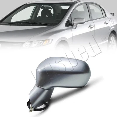 Espejo retrovisor lateral izquierdo plateado vidrio eléctrico 3 pines para Honda Civic 2006-2011 sedán Foto 1 de 4