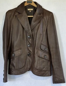 VTG Wilson’s Leather Jacket Blazer Mob Wife women's L Brown - Picture 1 of 6