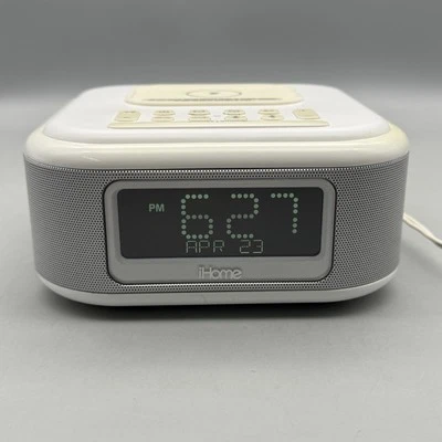 iHome iBTW23 Bluetooth Alarm Clock w/ Wireless Charger - White - TESTED - Изображение 1 из 4