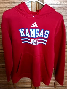 Adidas Kansas Jayhawks Hombres Grande Sudadera con Capucha Pullover Sudadera Rojo Roca Tiza - Imagen 1 de 5