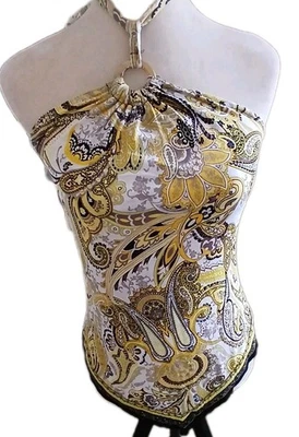 Pañuelo vintage años 90 y2k halter top lentejuelas paisley Whimsicore Fairicore pequeño Foto 1 de 4