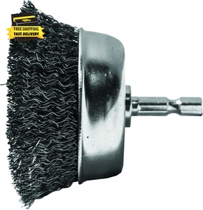 76213 Fine Crimped Cup Wire Brush, 1-3/4" – Removes Rust, Paint, Weld Spatter, C - Picture 1 of 3