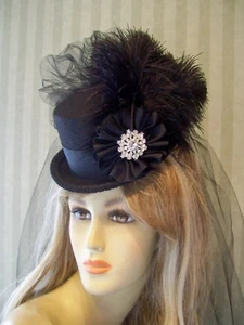 Mini cappello nero, mini cappello steampunk, cosplay, cappello costume Halloween - Foto 1 di 5