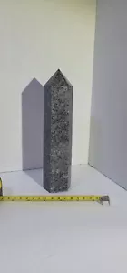 8" Large Natural Larvikite Polished Crystal Point Tower Obelisk - Picture 1 of 3