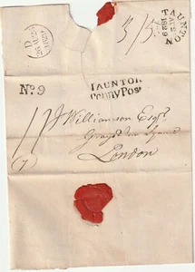 1829 TAUNTON PENNY POST WRAPPER No 9 RECEIVING HOUSE 11d TO WILLIAMSON LONDON - Picture 1 of 1