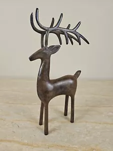 Mid Century Modern Bronze Reindeer Deer Statue About 9.5" Tall - Picture 1 of 14