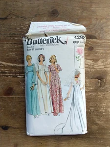 4298 Empire Line Wedding Dress Size 12 Used Vintage Butterick Sewing Pattern - Picture 1 of 2
