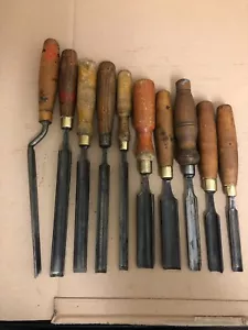 10 x VINTAGE GOUGE CHISELS all English makers marples sorby etc - Picture 1 of 16