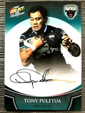 2008 SELECT NRL CHAMPIONS FOIL GOLD SIGNATURE TRAD/CARD - TONY PULETUA/PANTHERS