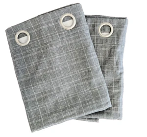 Set of 2 Woolrich (36"W X 63"L Grommet Window Curtain Lined Panels Gray Plaid - Picture 1 of 8