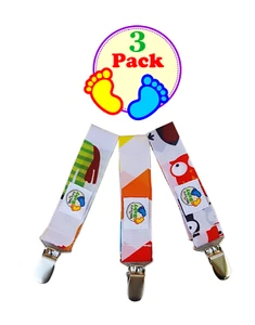 3 Pack Animal Pacifier Clips – Binky Soothie Holders Accessory for Boys & Girls - Picture 1 of 6