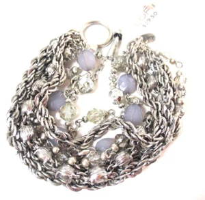 Ann Taylor LOFT Silver Link Opal Crystal Layer Toggle Bracelet NWT $29.50 - Picture 1 of 8