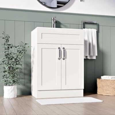 BELOFAY Crawley White 600mm Floor Standing Bathroom Vanity Unit With Basin - Image 1 of 4