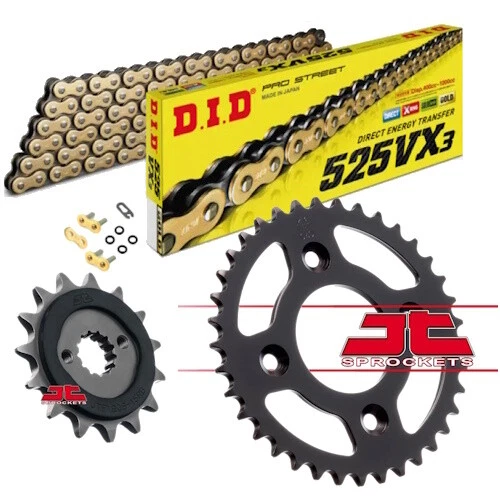 Fits: Kawasaki Z1000SX DID Heavy Duty Gold X-Ring Chain & Quiet Sprocket Kit - Image 1 of 4