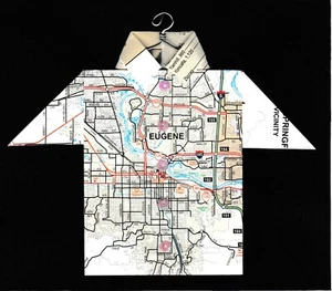 Camisa Mapa Origami Oregon, Eugene, Univ. de Oregon, Autzen Stadium, Willamette R. - Imagen 1 de 2