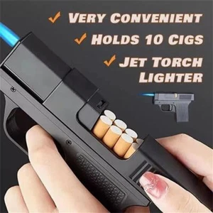 Unique Butane Cigarette LIGHTER & CASE Adjustable Jet Torch Flame Pistol Gun HOT - Picture 1 of 13