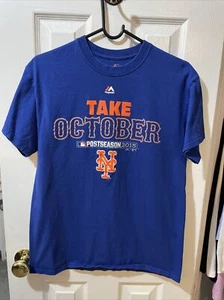 New York Mets Take October Majestic Men’s Blue 2015 Postseason Shirt Size Medium - Picture 1 of 1