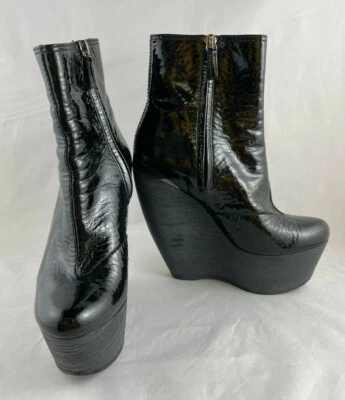 Lanvin Black Patent Leather Twiggy Platform Heels boots size 36 1/2 - Image 1 of 4