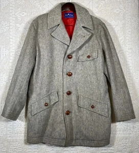Vintage White Stag Gray Wool Coat With Quilted Lining, Leather Knotted Buttons - Picture 1 of 10