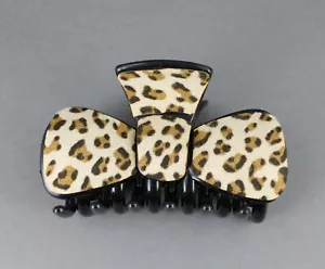 Cheetah leopard print 3 3/8" long hair clip claw clamp Tan Beige Brown - Picture 1 of 10