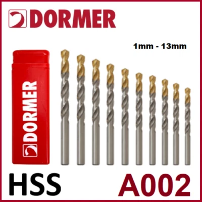 DORMER A002 HSS Tin Coated Jobber Drills - Metric - High Speed Steel Twist Bits