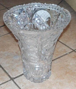 Large Heavy Antique American Brilliant Cut Crystal Vase 10" high weighs 7 lbs - Picture 1 of 6