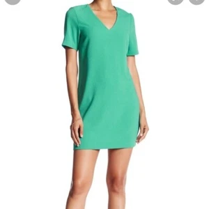 Charles Henry | Women's Green Short Sleeve V-neck Shift Dress Size Large - Picture 1 of 4