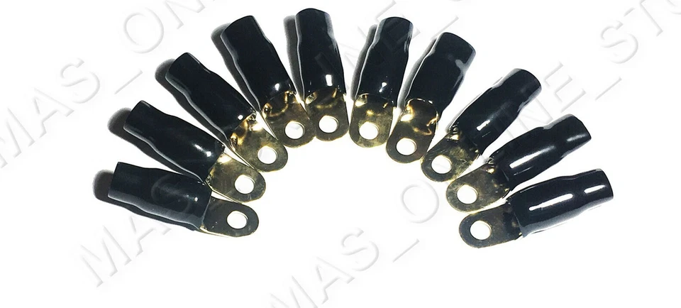1/0 Gauge Ring Terminal 10 PCS WIRE Crimp Cable - BLACK  Boots- 5/16 - Image 1 of 1