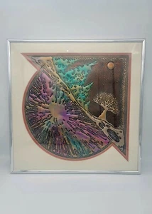 Vintage Mid Century Modern Mixed Metal Brutalist Framed Wall Sculpture Painting - Picture 1 of 5