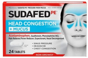 Sudafed PE Head Congestion + Mucus Tablets for Sinus Pressure, Pain & Congestion - Picture 1 of 6