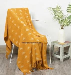 Indian Mud Cloth Hand Block Printed Throw Soft Cotton Blanket Couch Bed Throw - Picture 1 of 3