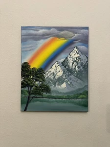 Bob Ross style original landscape oil painting Hawaiian Rainbow 16x20in - Picture 1 of 4