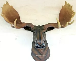 MOOSE HEAD WALL MOUNT STATUE MOOSE HEAD FIGURINE - Picture 1 of 4