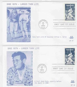 TurtlesTradingPost- Babe Ruth- 1983 #2046 FDC- JWL Cachet- 2 Covers - Picture 1 of 1