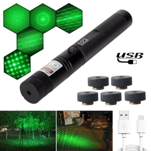 2000Miles Strong Beam Light Green Laser Pointer Pen USB Rechargeable Pocket Lamp - Picture 1 of 5