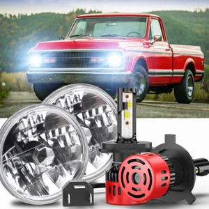 Pair 7" inch Round LED Headlight Hi/Lo Sealed Beam for Chevy Truck Camaro C10 - Picture 1 of 15