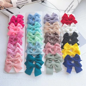 10Pcs Ribbon Bowknot Hair Clips Cotton Bow Hairpins Set Mini Hairgrips Barrett ~ - Picture 1 of 17