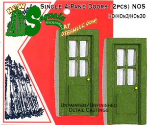 Puertas de depósito/estación con ventana de 4 paneles (2 piezas modelos de secuoyas HOn3/HOn30/FSM (DE LOTE ANTIGUO) - Imagen 1 de 12